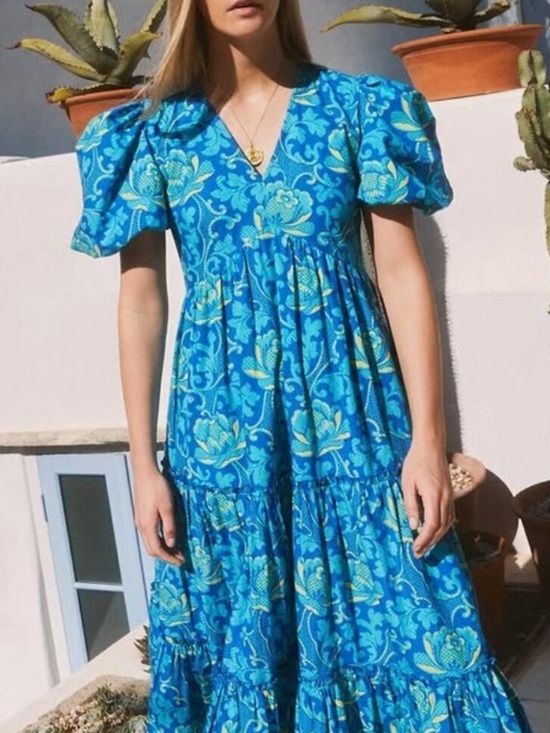Pink City Prints Dresses & Skirts - RARE Pink City Prints Floral Puff-Sleeve Joli Maxi Dress
